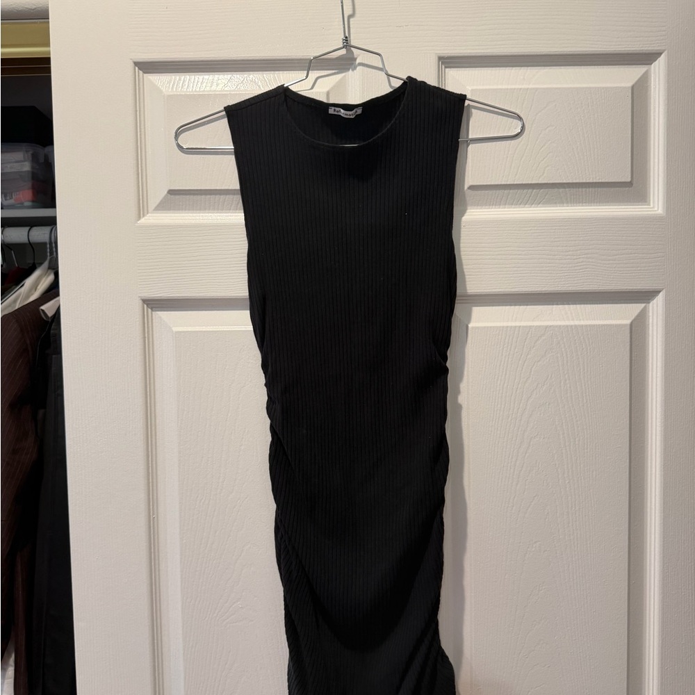 Reformation Black Ribbed Dress